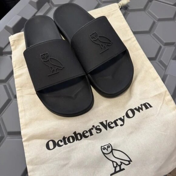 OVO Black Slide Sandals - Picture 1 of 4